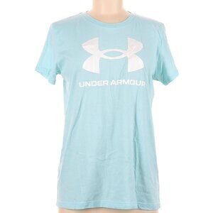 Under Armour Light Blue Tee Shirt w/ White Shimmer Logo Decal, Medium NWT!